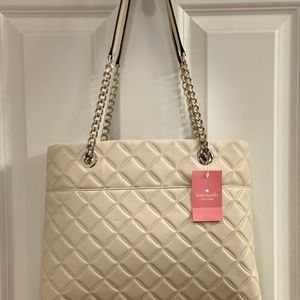 KATE SPADE AUTHENTIC BRAND NEW NATALIA TOTE, MEDIUM, CREAM (BARE)